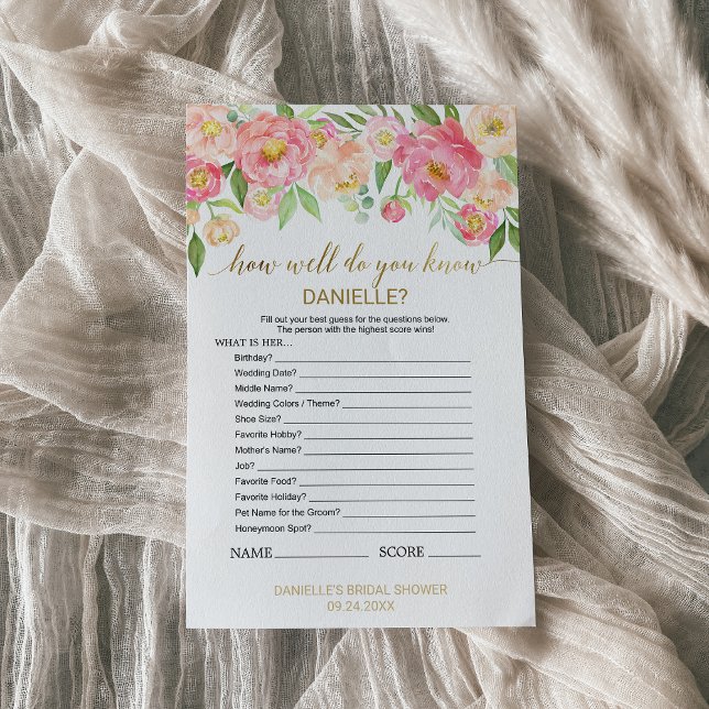 Peach Pink "How Well Do You Know The Bride" Game (Creator Uploaded)