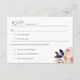 Peach Pink Lavender Watercolor Wedding RSVPs RSVP Card