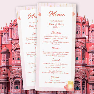 Peach Pink Lotus Lanterns Indian Wedding Menu