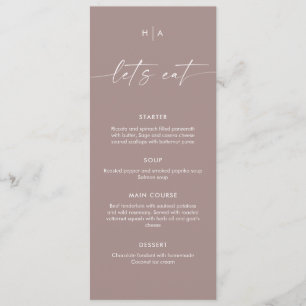 Peach Pink Minimalist Handwriting Wedding Dinner Menu