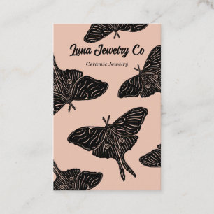 Peach Pink Mystical Luna Moth Blank Business Card