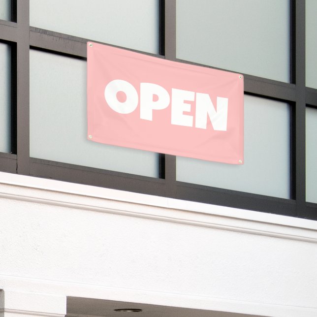 Peach Pink OPEN Banner (Outside Building)
