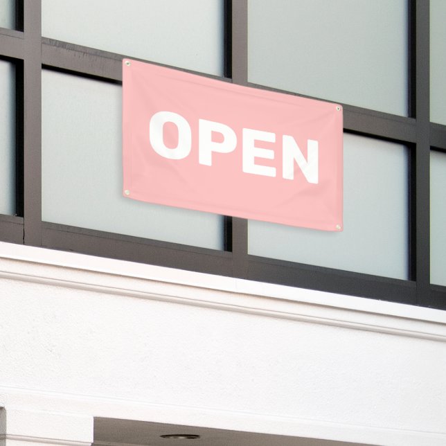 Peach Pink OPEN Banner (Outside Building)