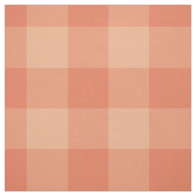peach pink orange buffalo plaid fabric (Swatch)