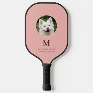 Peach Pink Pet Photo Personalised Pickleball Paddle