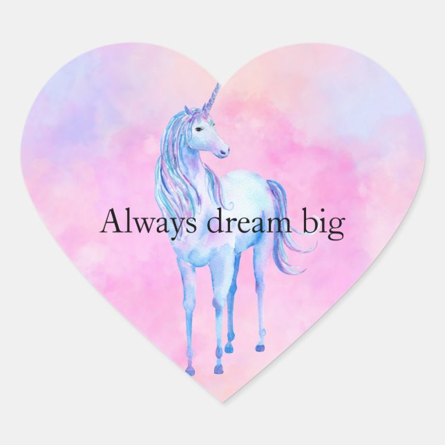 Peach Pink Purple Unicorn Heart Sticker (Front)