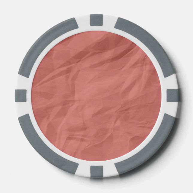 Peach Pink Retro Crumpled Paper Poker Chips (Front)