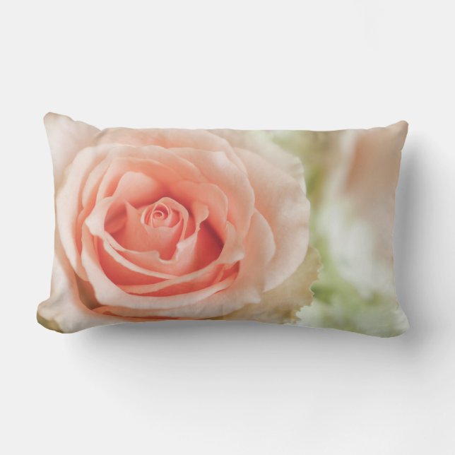 Peach Pink Rose Background Customised Lumbar Cushion (Front)