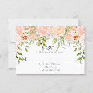 Peach Pink Roses Greenery Waterfall RSVP Card