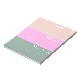 Peach Pink Sage Color Block Striped To Do List Notepad