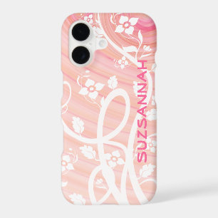 Peach Pink Spirals Filigree Flowers Template