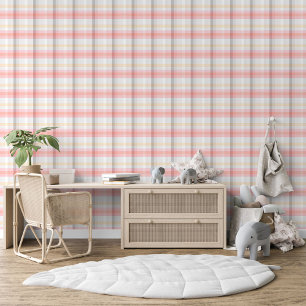 Peach Pink Taupe Beige Grey Yellow Plaid Pattern Wallpaper