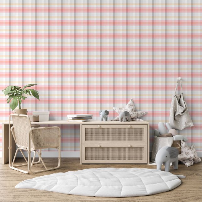 Peach Pink Taupe Beige Grey Yellow Plaid Pattern Wallpaper (Creator Uploaded)