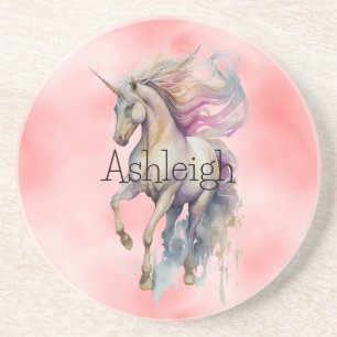 Peach Pink Unicorn Dream Coaster