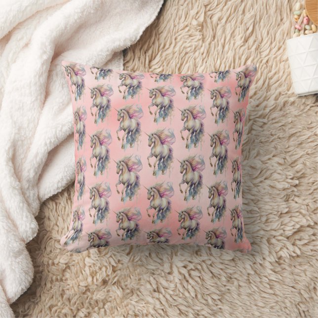Peach Pink Unicorn Dream  Cushion (Blanket)