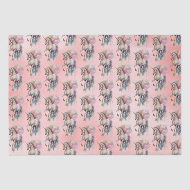 Peach Pink Unicorn Dream Tissue Paper (Front)