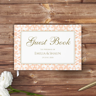 Peach Pink Vintage Pattern Guest Book