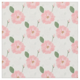 Peach Pink Watercolor Paint Roses Girly Design Fabric