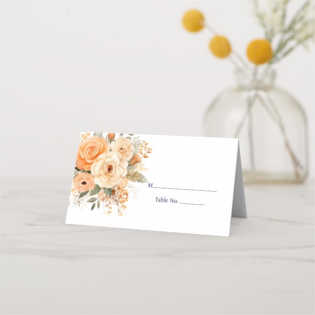 Peach Place Card Guest Table No. Response Card (Front)