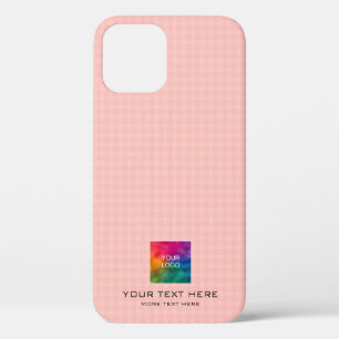 Peach Plaid Design Template Business Logo Elegant iPhone 12 Case