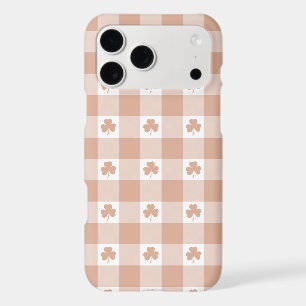Peach Plaid Shamrock Clover Retro iPhone Case