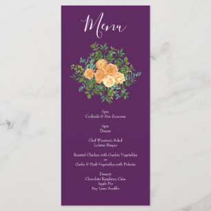 Peach Plum Purple Peony Rose Wedding Menu