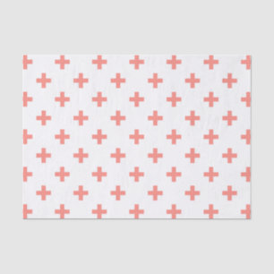Peach polka crosses on white tissue paper