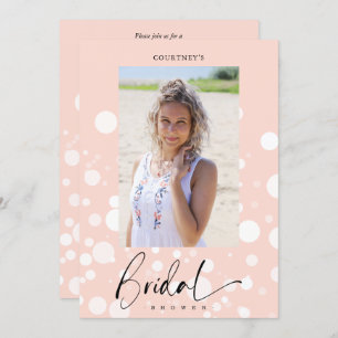 Peach Polka Dot Custom Photo Bridal Shower Invitation