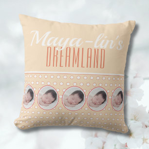 Peach Polka Dot Nursery Gift Cushion