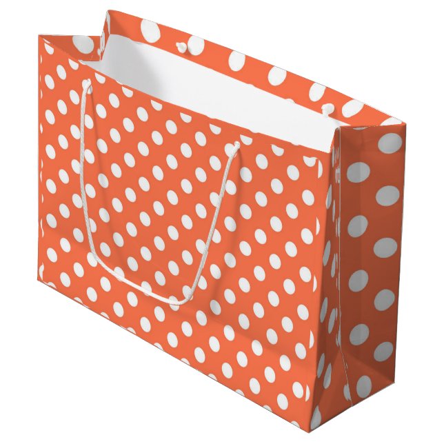 Peach Polka Dots Pattern Dot Pattern Illustrator T Large Gift Bag (Front Angled)