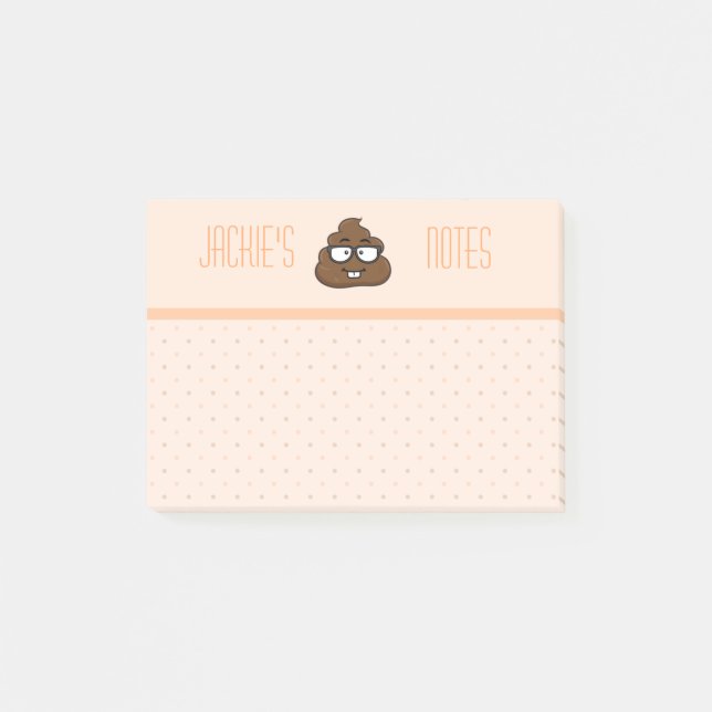 Peach Polka Poo 4x3 Post-it Notes (Front)