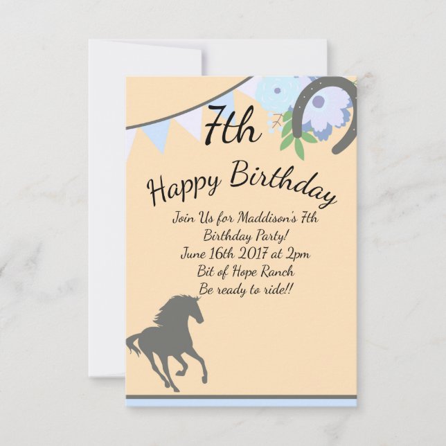 Peach Pony Invitations (Front)