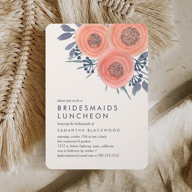 Peach Poppies Bridesmaids Luncheon Invitation (Creator Uploaded)