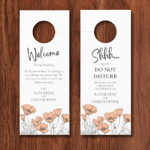 Peach Poppies Shhh Do Not Disturb Wedding Door Hanger