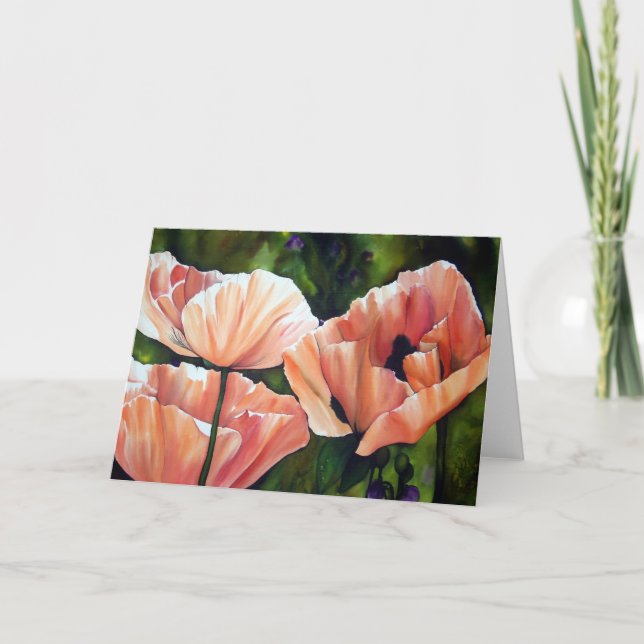 Peach Poppy Greeting Card (Front)