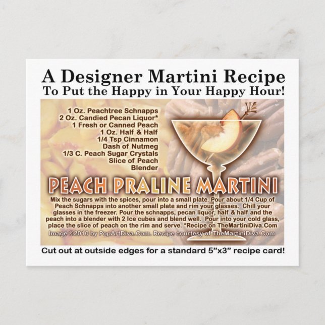 Peach Praline Martini Recipe Postcard (Front)