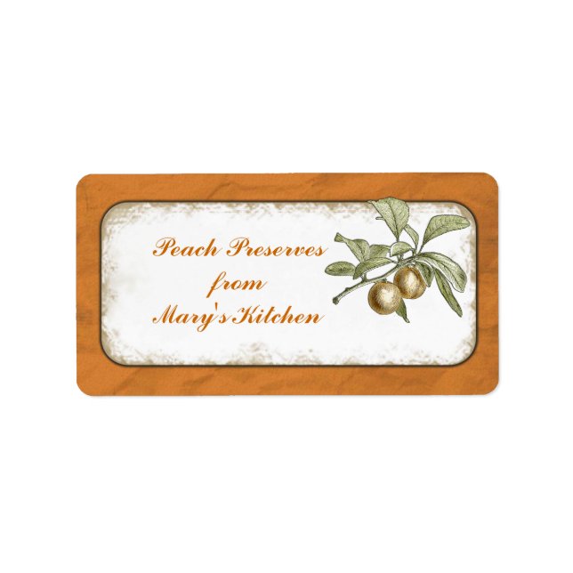 Peach Preserves Food Storage Botanical Label (Front)