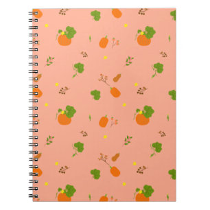 Peach Pumpkin Garden Botanical Pattern Notebook