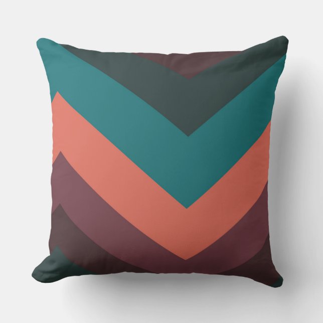 Peach, purple and Teal chevron Pattern  Cushion (Front)