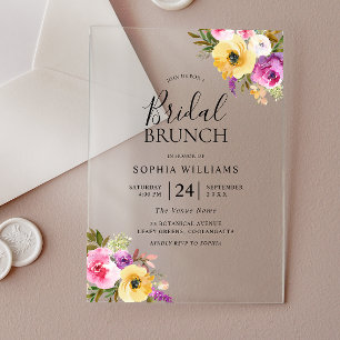 Peach Purple Blush Bridal Shower Brunch Acrylic Invitations