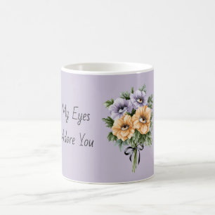 Peach Purple Flowers My Eyes Adore You Coffee Mug