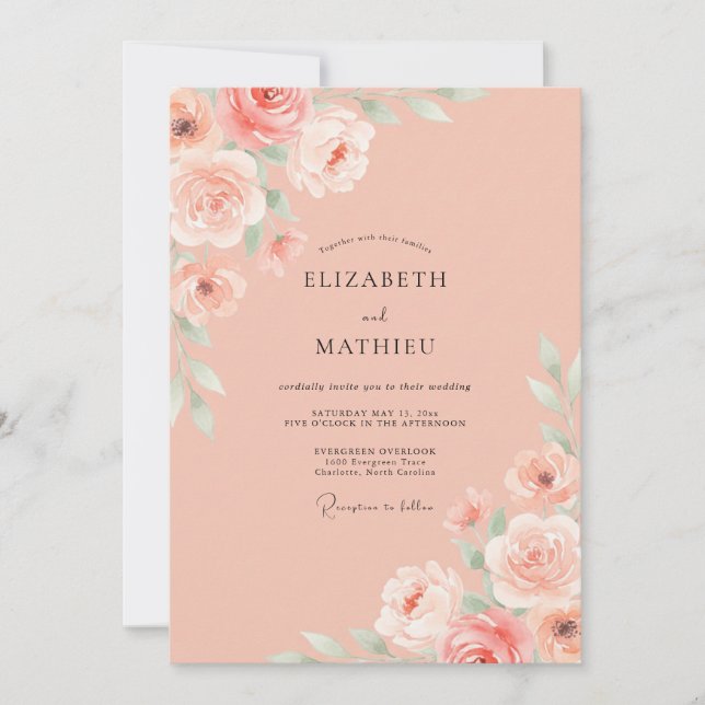Peach Radiant Spring Wedding Invitation (Front)