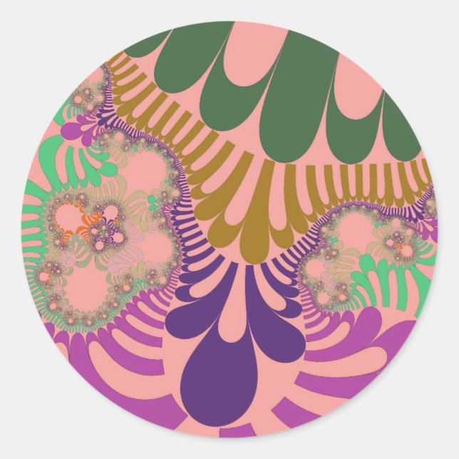 Peach Rainbow Mod Classic Round Sticker (Front)