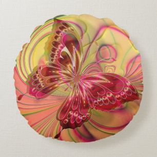 peach red butterfly pillow