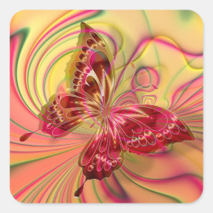 peach red butterfly stickers