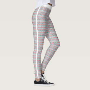 Peach Red Green Tartan Pattern Jogging Leggings