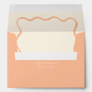 Peach Retro Wavy Squiggle Wedding Invitation Envelope