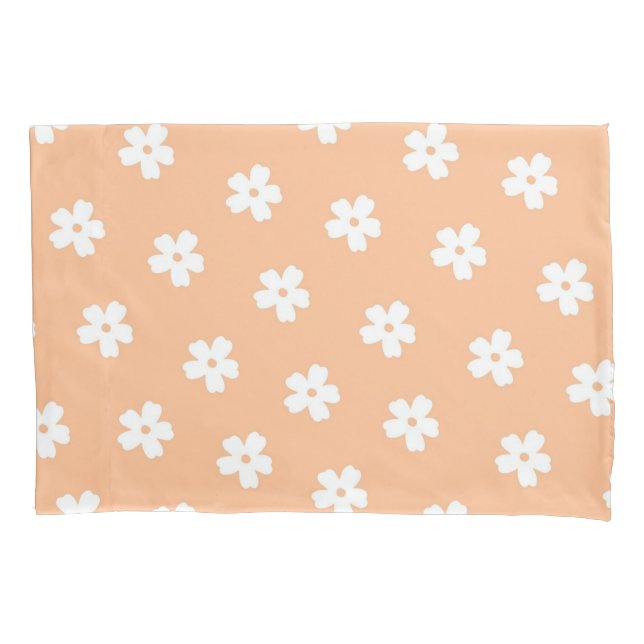 Peach Retro Y2K Playful Pastel Flower Pattern Pillowcase (Front)