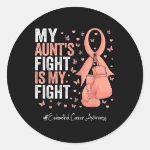 Peach Ribbon Aunt Endometrial Cancer Awareness Classic Round Sticker
