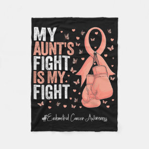 Peach Ribbon Aunt Endometrial Cancer Awareness Fleece Blanket